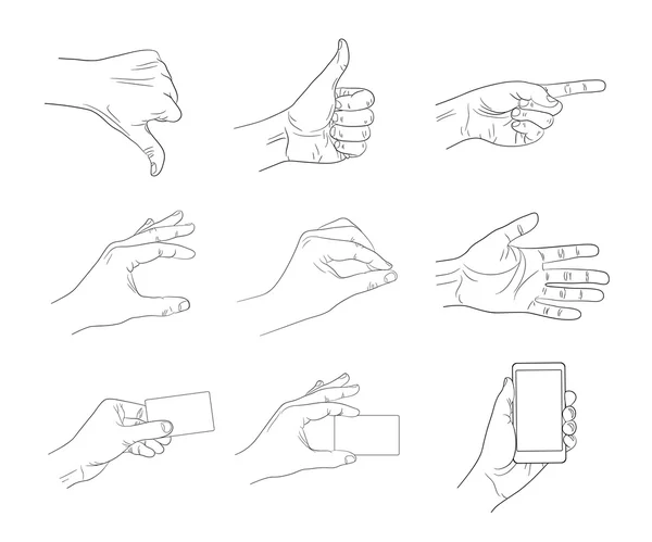 Gestes de main d'affaires contour — Image vectorielle