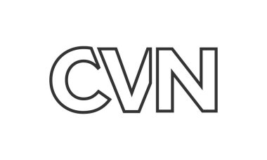CVN logo tasarım şablonu güçlü ve modern kalın metinlerle. Basit ve minimal tipografi içeren ilk tabanlı vektör logosu. Modayı takip eden şirket kimliği markalar için ideal..
