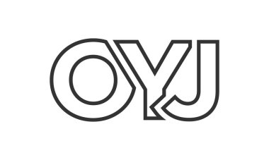 OYJ logo tasarım şablonu güçlü ve modern kalın metinlerle. Basit ve minimal tipografi içeren ilk tabanlı vektör logosu. Modayı takip eden şirket kimliği markalar için ideal..