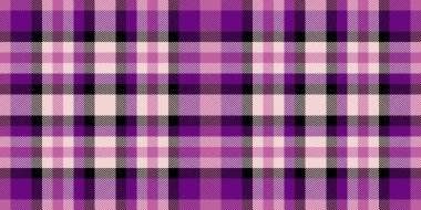 Doku dokusu kontrolü, muhteşem ekose kumaş. Aydınlık ve mor renk paletinde düzenlenebilir eklemsiz tekstil vektörü.