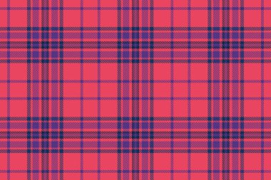 Kabile geçmişi kumaş tartan, pano ekoseli kumaş dokusu. Kırmızı ve menekşe renk paletinde pürüzsüz tekstil vektör deseni.
