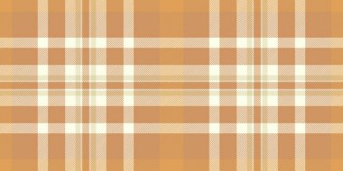 İnce, pürüzsüz tekstil vektörü, tebrik şablonu tartan. Ekoseli kumaş dokusunu turuncu ve açık renk paletiyle dinlendir.