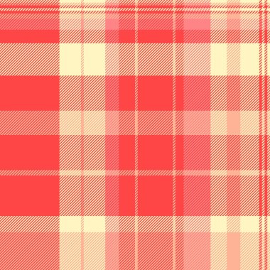 Sıcak kırmızı ve krema renginde modern ve parlak bir ekose desen. Klasik ama taze bir dokunuş gerektiren arka plan, tekstil, moda ve grafik tasarım projeleri için mükemmel..
