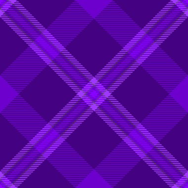 Olgun, pürüzsüz doku kontrolü, kumaş desenli vektör. Mor ve parlak renk paletinde motif tartan tekstil arkaplanı.