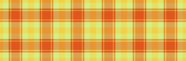 Yastık kontrolü tekstil, web sitesi tartan vektörü. Karnaval pürüzsüz desen turuncu ve limon rengi paleti kumaş..