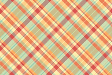 Hassas kontrol şablonu, İrlanda desenli tartan vektörü. Tişört tekstil kumaş turuncu ve açık renkli ekoseli palet.