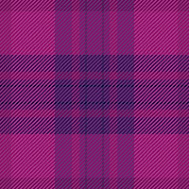Ekose kumaş kumaş, endüstriyel kumaş arkaplan. Kürk vektör deseni kontrol pembe ve mor renk paletinde pürüzsüz.