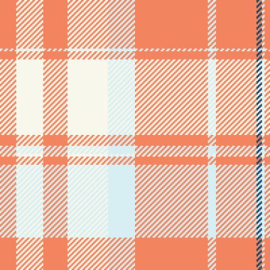 Havalı ekose desenli. Mercan, beyaz ve mavi renklerde kumaş tasarımı. Özgeçmiş, baskı ve tekstil uygulamaları için kullanışlı, samimi, retro estetik.