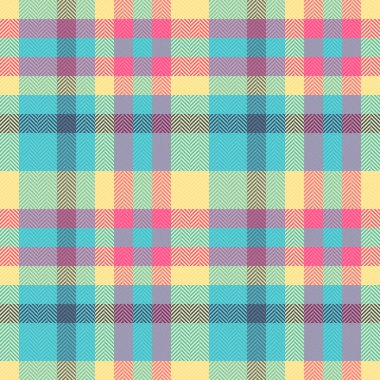 Arkaplan kumaşı, tartan kumaş, ekoseli kumaş, dikişsiz. Cyan ve sarı renk paletinde klasik vektör arkaplan tekstil deseni.