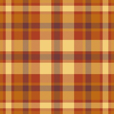 Glen arka planı kusursuz tartan, atölye çalışması tekstil kontrolü. Kırmızı ve kehribar renk paletinde kumaş ekose dokusunu taşıyacak.