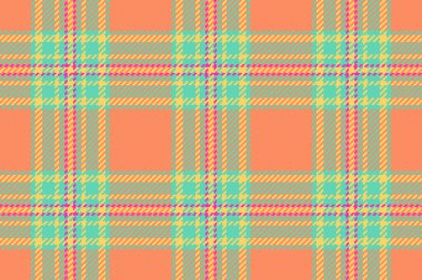 Klasik arka plan dikişsiz tartan, İngiltere dokuma kumaşı. Turuncu ve gök mavisi renk paletinde klas ekose desen kontrol vektörü.