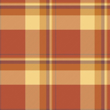 Mevsim ekose tekstil vektörü, tek desenli arka plan pürüzsüz. Pano kırmızı ve kehribar renk paleti ile tartan dokuyu kontrol et.