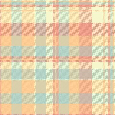 Baskı deseni kumaş dokusu, ekose kumaş. Işık ve turuncu renk paletinde kusursuz arkaplan vektörünü kontrol et.