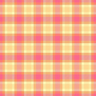 Dikensiz tekstil taşıyıcısı, indirimli tartan dokusu kumaşı. Turuncu ve kırmızı renk paletinde resmi ekose desen kontrolü.