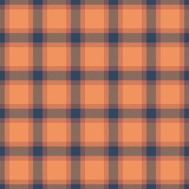 Karışık desenli tartan arka plan, sakin, pürüzsüz vektör tekstili. Gerçek kumaş ekoseli kumaş dokusu turuncu ve kırmızı renk paletinde.