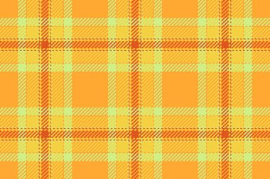 Minimum vektör dokusu, torba tartan kumaşı. Turuncu ve sarı renk paleti ile tekstil denetimini şeffaf arkaplan.