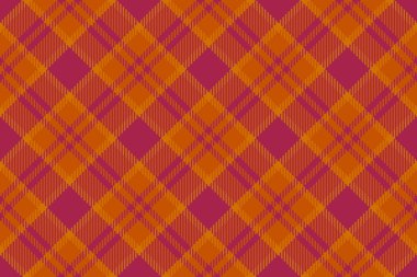 Klasik desenli ekose kumaş, Japonya desenli kumaş arka plan. Otelin turuncu ve kırmızı renk paletinde tartan vektörünü işaretle.