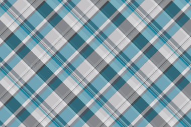 İçerik tartan desenli ekose, havlu arka plan vektör deseni. Büyük kumaş, gri ve cyan renk paletinde kusursuz tekstil denetimi.