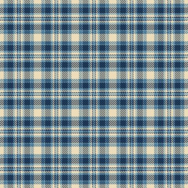 Kaliteli desensiz desen, ekoseli tarama geçmişi. Giysi vektörü tartan kumaş ışık ve cyan renk paleti.