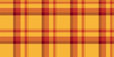 Fikir tartan vektörü pürüzsüz, insanların ekose desenli arka planı yok. Süs deseni kırmızı ve kehribar renk paleti ile tekstil kumaşını kontrol et.