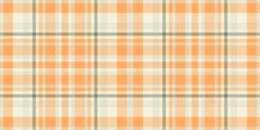 Vektör tartan dokusunu, pazarlama denetimi ekoseli geçmişini özelleştirin. Asimetrik tekstil desensiz turuncu ve bej renkli kumaş paleti.