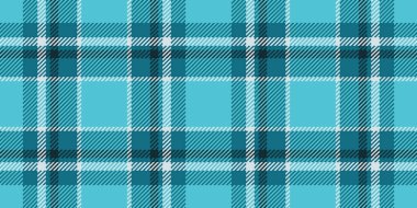 Kesme desenli kumaş ekoseli, Arap tartan vektör arka planı. Cyan ve beyaz renk paletinde şekilsiz tekstil denetimi dokusu.