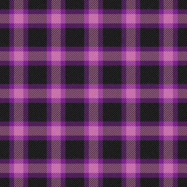Zarif doku, kusursuz vektör, marka tartan tekstil arka planı. Durağan desen mor ve pembe renk paletinde kumaş ekoseli kontrol.