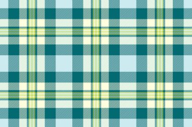 Tartan arkaplanı pürüzsüz, açık desenli doku kumaşı. Cyan ve açık renk paletinde renkli ekose tekstil denetim vektörü.