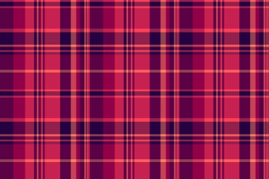 Kusursuz kumaşı, oturma odası tekstil kontrol vektörünü kontrol eder. Kırmızı ve pembe renk paletinde boş desen ekose desen.