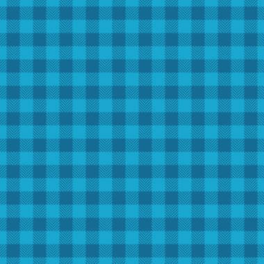 Tekstil dikişsiz, kız işi ekose kumaşı seçin. Cyan renk paletinde folk desen arkaplan vektörü dokusu.