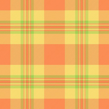 Industry background texture seamless, front vector tartan check. Femininity plaid fabric textile pattern in orange and atomic tangerine colors palette.