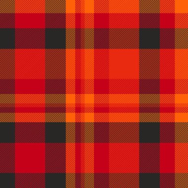 Parti vektör kontrolü ekose, klan tekstil desenli tartan. Taze, pürüzsüz arka plan kumaşı parlak ve kırmızı renk paletinde.