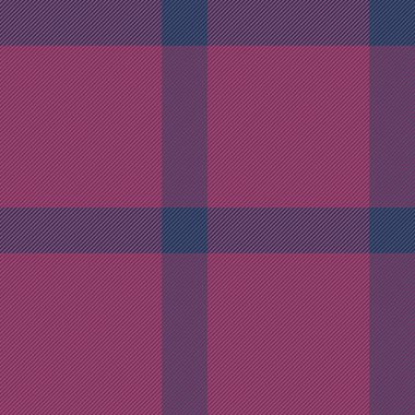 Temel doku dokusu kumaşı, sıcak kontrol tekstil vektörü. Sunum arkaplanı pembemsi ve mavi renk paletiyle ekosesiz ekose.