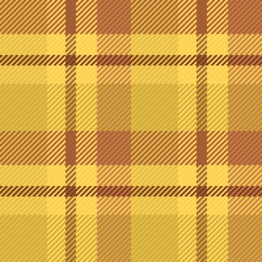 Golf tartan kumaş dokusu, kumaş kontrol vektör ekoseli. Sarı ve kehribar renk paletinde ağ arka plan tekstil deseni pürüzsüz.