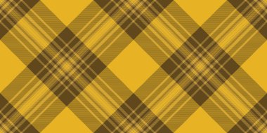 İkonik tartan şablonu, doğum günü kartı, dikişsiz vektör. Kadife arkaplan kumaş desenli ekose kehribar renk paletinde.