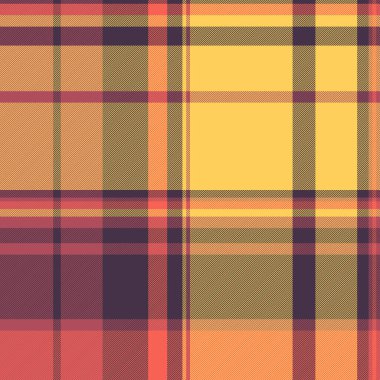 Warm  inviting plaid pattern in yellow, orange, red  purple hues. Perfect for backgrounds, textiles, or adding a touch of autumnal charm to designs.