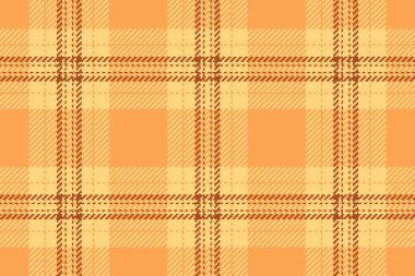 Ağ desenli ekose kumaş, piksel kumaş dokusu arka planı. Turuncu ve kehribar renk paleti ile yakın plan ekose dikişsiz kontrol vektörü.