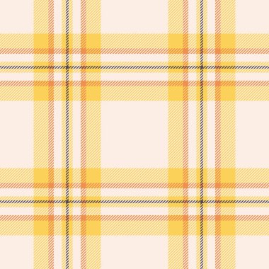 Tekrarlanan ekose kumaş deseni, kısmen tartan kontrol kumaşı. 1950 'lerde keten ve kehribar renk paletinde dikişsiz doku arka plan vektörü.