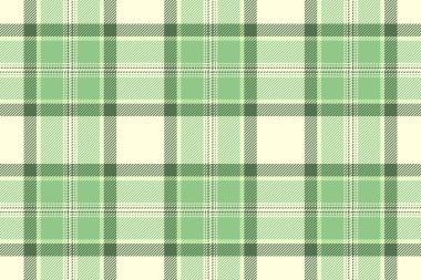 Genç desenli tartan ekoseli, 40 'lı yaşlarda, kusursuz dokuyu kontrol ediyor. Yüzey vektörü tekstil kumaş arkaplanı yeşil ve açık sarı renk paleti.