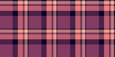 İtalyan vektör tartan arka planı, şapka dokusu pürüzsüz tekstil. Yorgan kumaş kontrol deseni pembe ve koyu renk paleti.