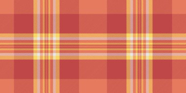 Sahte tartan vektör kontrolü, gerçekçi arka plan kumaşı pürüzsüz. İnce desenli tekstil ekoseli kırmızı ve sarı renk paleti.