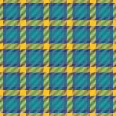Piknik örtüsü kumaş kontrolü, vektörsüz ekoseli kumaş kontrolü. Cyan ve mavi renk paletinde yorgan desenli tartan desen arka planı.
