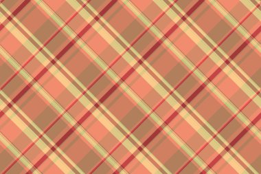 Klasik ekoseli ekosesiz tekstil, sicim kontrol vektör arka planı. Turuncu ve kırmızı renk paletinde desenli tartan kumaş deseni gönder.
