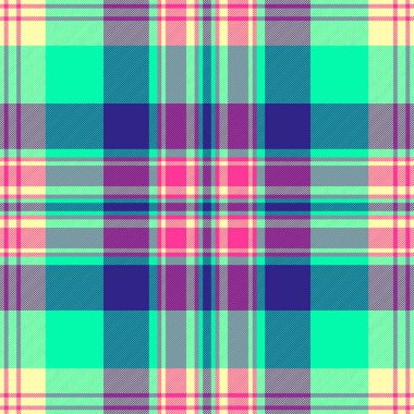 Scrap seamless textile background, outfit texture pattern tartan. Cell vector check plaid fabric in bright and yellow colors palette.