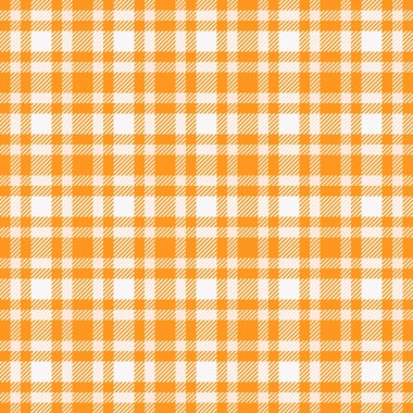 Neşeli turuncu ve beyaz ekose desenli şenlikli arka planlar, rahat tekstil tasarımları ve büyüleyici retro projeler için ideal. Yazdırma ve dijital için çok yönlü.