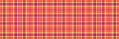 Şık ekoseli ekoseli çek, bant desenli arka plan tekstili. Parlak desenli tartan vektör kumaşı kırmızı ve sarı renk paletinde.