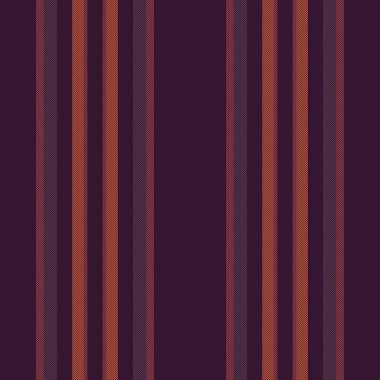 Cilt dokusu dikey, çok renkli arka plan şeridi. Yatak odası çizgileri koyu ve kırmızı renk paletinde kumaşsız vektör.