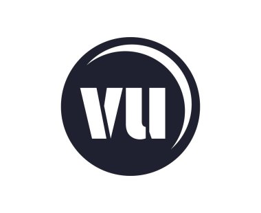 VU spor amblemi ya da takım logosu. Top mağazası, spor şirketi, eğitim ve kulüp rozeti için V ve U harflerinin birleşimi olan top logosu. Vektör illüstrasyonu.