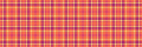 Şık ekoseli ekoseli çek, bant desenli arka plan tekstili. Parlak desenli tartan vektör kumaşı kırmızı ve sarı renk paletinde.