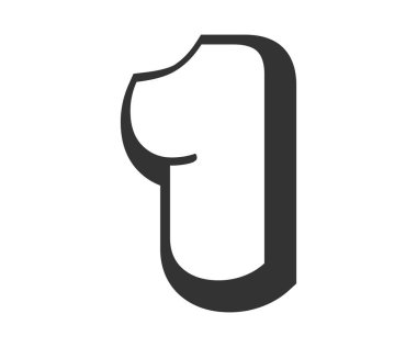 Bir, balon komedi harfleri, graffiti stili siyah beyaz siluet ile yuvarlanmış. Festival partisi için modaya uygun anaokulu numarası, baş harfleri, çocuklar için eğlenceli baskı ve internet. Vektör illüstrasyonu.